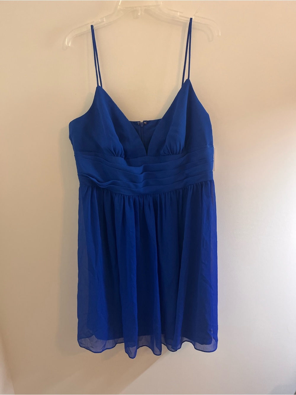 David's Bridal Royal Blue (Horizo) Spaghetti Strap V-Neck Camisole Dress
